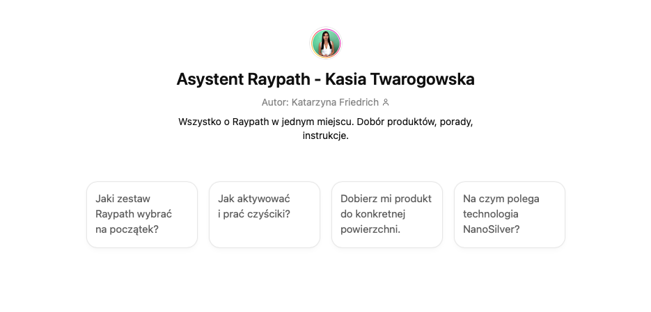 Asystent Raypath: Custom GPTs zaprojektowany przez Katarzynę Friedrich dla Kasi Twarogowskiej